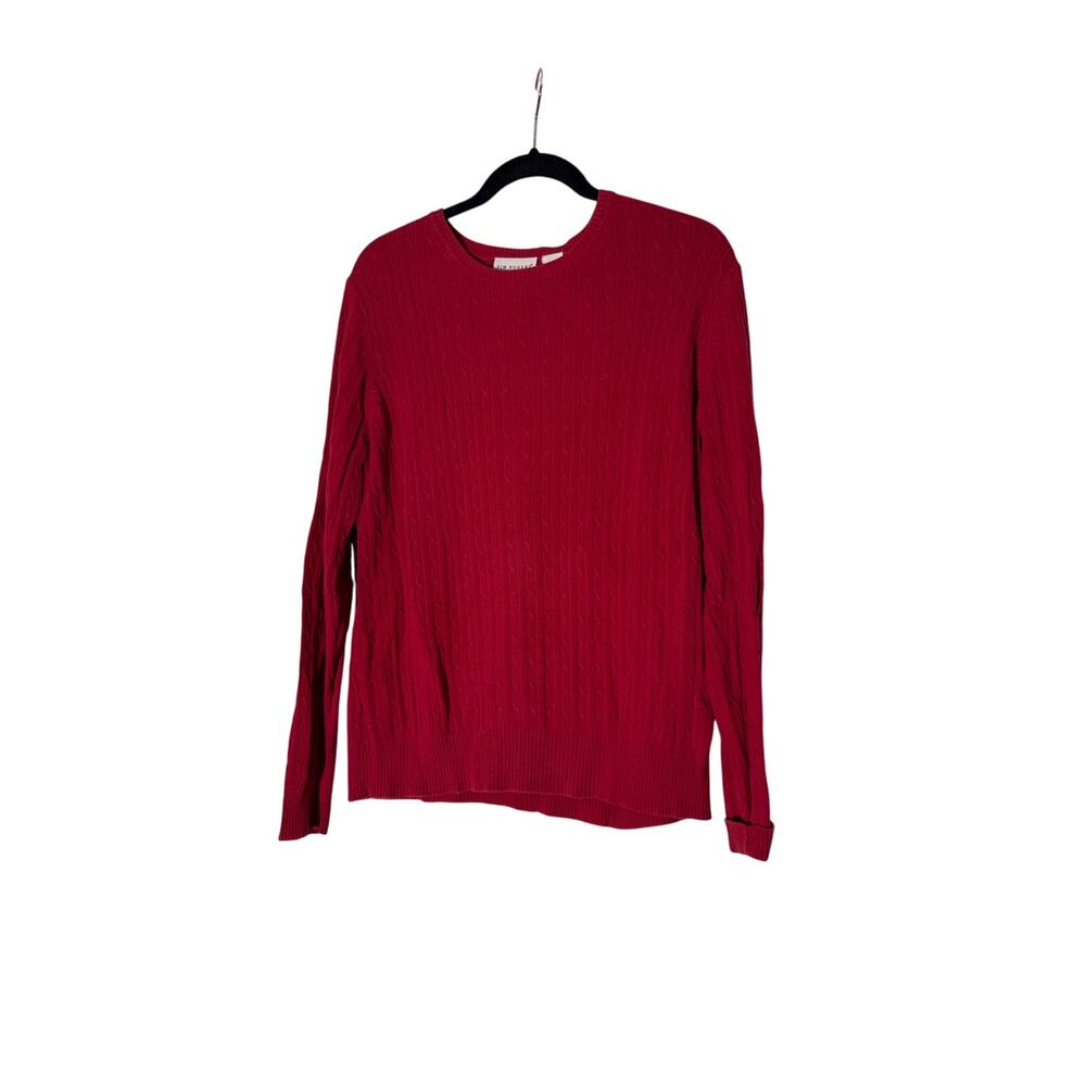 Kim Rogers Crew Neck Ribbed Red Sweater‎ Sz XL